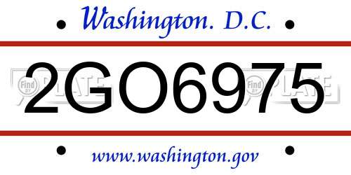2GO6975 District Of Columbia License Plate