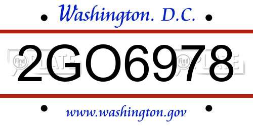 2GO6978 District Of Columbia License Plate