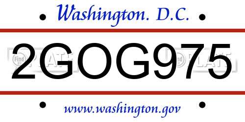 2GOG975 District Of Columbia License Plate
