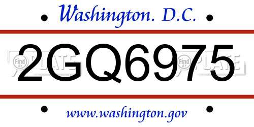 2GQ6975 District Of Columbia License Plate