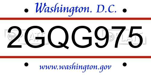 2GQG975 District Of Columbia License Plate