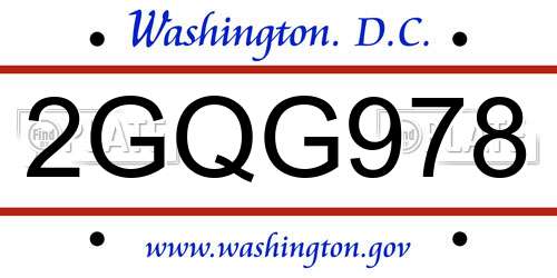 2GQG978 District Of Columbia License Plate