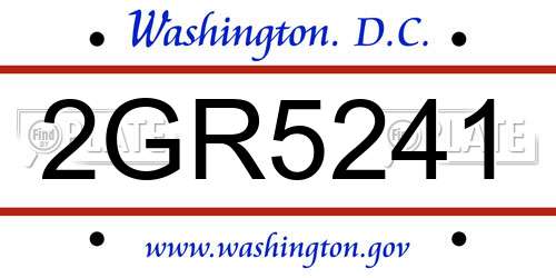 2GR5241 District Of Columbia License Plate