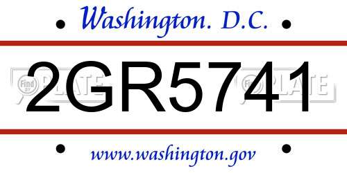 2GR5741 District Of Columbia License Plate