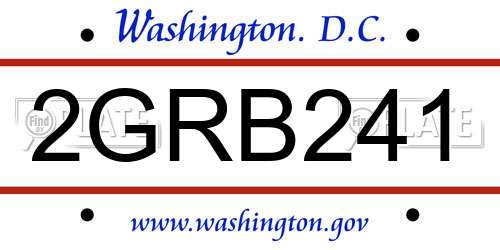 2GRB241 District Of Columbia License Plate