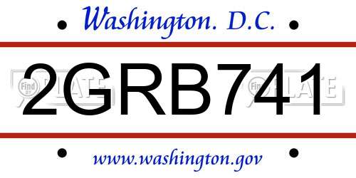 2GRB741 District Of Columbia License Plate