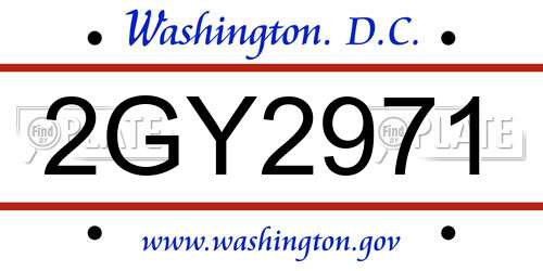 2GY2971 District Of Columbia License Plate