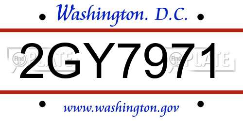 2GY7971 District Of Columbia License Plate