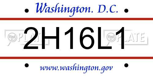 2H16L1 District Of Columbia License Plate