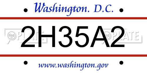 2H35A2 District Of Columbia License Plate