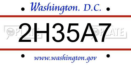 2H35A7 District Of Columbia License Plate