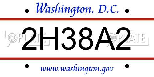 2H38A2 District Of Columbia License Plate