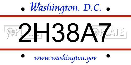 2H38A7 District Of Columbia License Plate