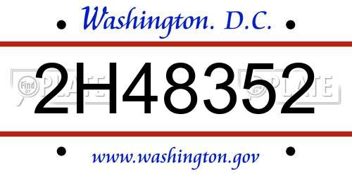 2H48352 District Of Columbia License Plate