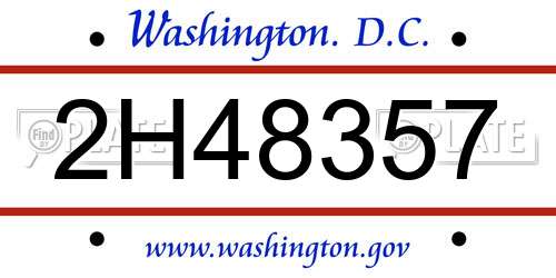 2H48357 District Of Columbia License Plate