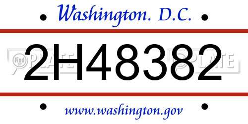 2H48382 District Of Columbia License Plate