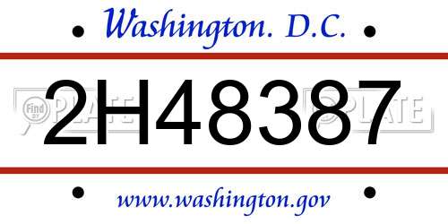 2H48387 District Of Columbia License Plate