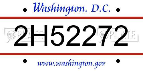 2H52272 District Of Columbia License Plate