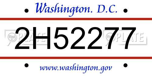 2H52277 District Of Columbia License Plate
