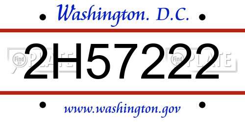2H57222 District Of Columbia License Plate