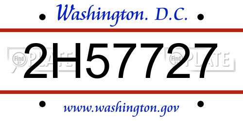 2H57727 District Of Columbia License Plate