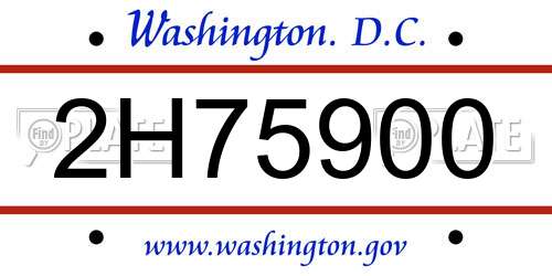 2H75900 District Of Columbia License Plate