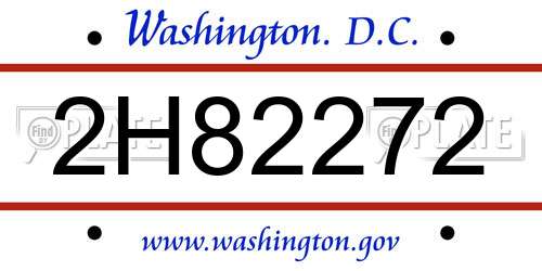 2H82272 District Of Columbia License Plate