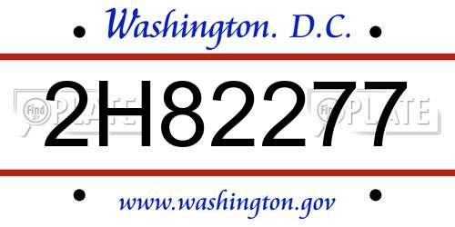 2H82277 District Of Columbia License Plate