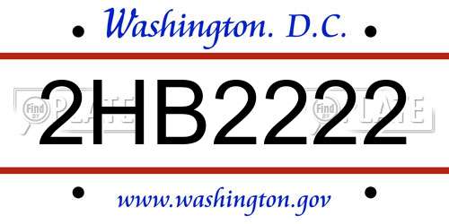 2HB2222 District Of Columbia License Plate