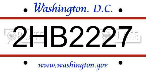 2HB2227 District Of Columbia License Plate