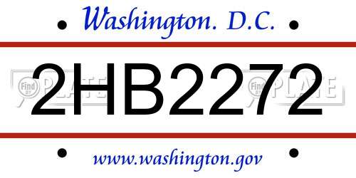 2HB2272 District Of Columbia License Plate