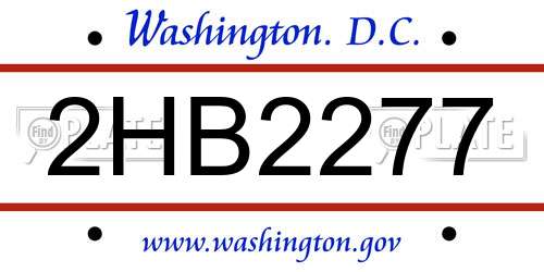 2HB2277 District Of Columbia License Plate