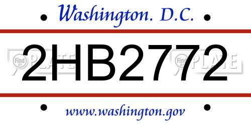 2HB2772 District Of Columbia License Plate