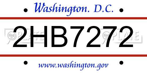 2HB7272 District Of Columbia License Plate