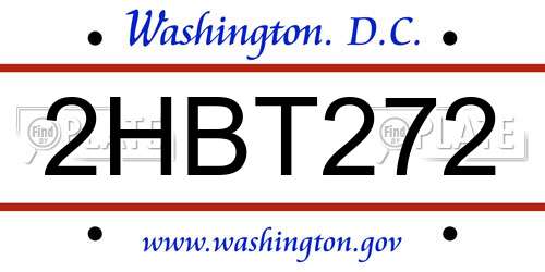 2HBT272 District Of Columbia License Plate