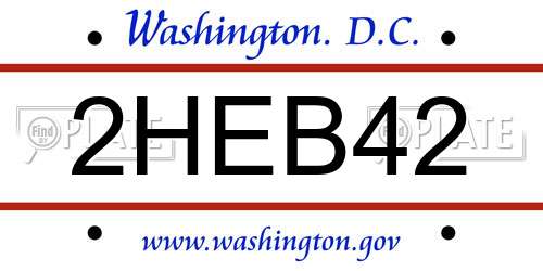 2HEB42 District Of Columbia License Plate