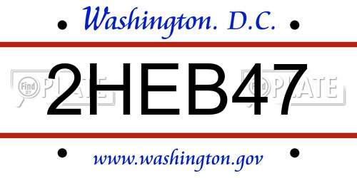 2HEB47 District Of Columbia License Plate