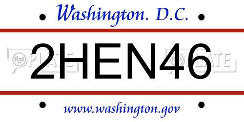 2HEN46 District Of Columbia License Plate