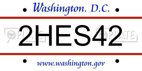 2HES42 District Of Columbia License Plate