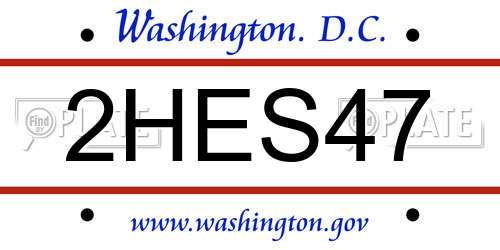 2HES47 District Of Columbia License Plate