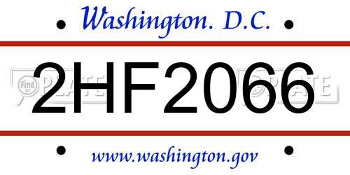 2HF2066 District Of Columbia License Plate