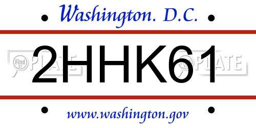 2HHK61 District Of Columbia License Plate