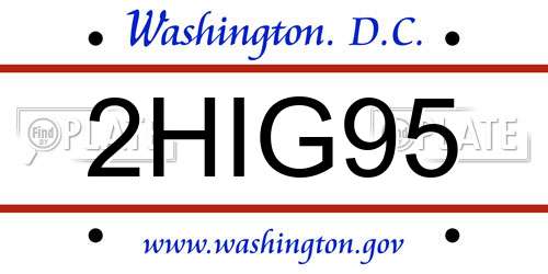 2HIG95 District Of Columbia License Plate