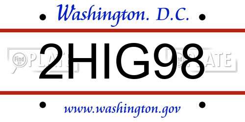 2HIG98 District Of Columbia License Plate
