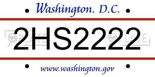2HS2222 District Of Columbia License Plate