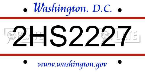 2HS2227 District Of Columbia License Plate
