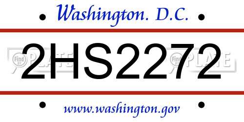 2HS2272 District Of Columbia License Plate