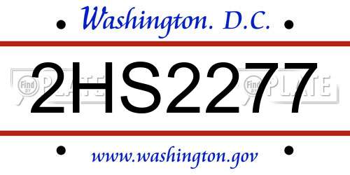 2HS2277 District Of Columbia License Plate