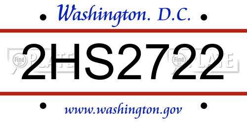 2HS2722 District Of Columbia License Plate