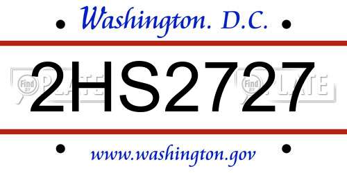 2HS2727 District Of Columbia License Plate